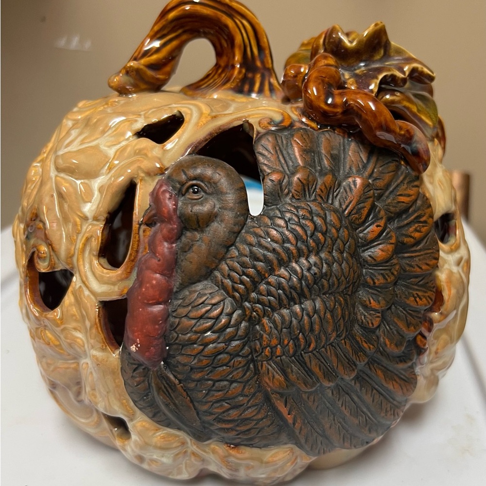 Ceramic Turkey Pumpkin Decor
